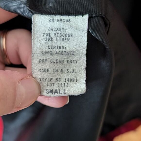 Hunters Run Vintage Pink Plaid Linen Viscose Blend Blazer Size Small - Picture 5 of 9